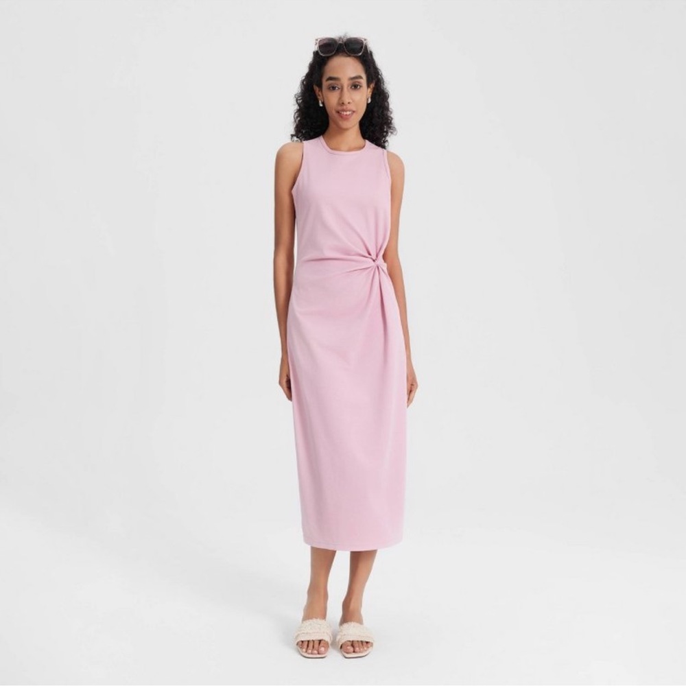 Women's Side-Knot Midi Sundress - A New Day Pink XL